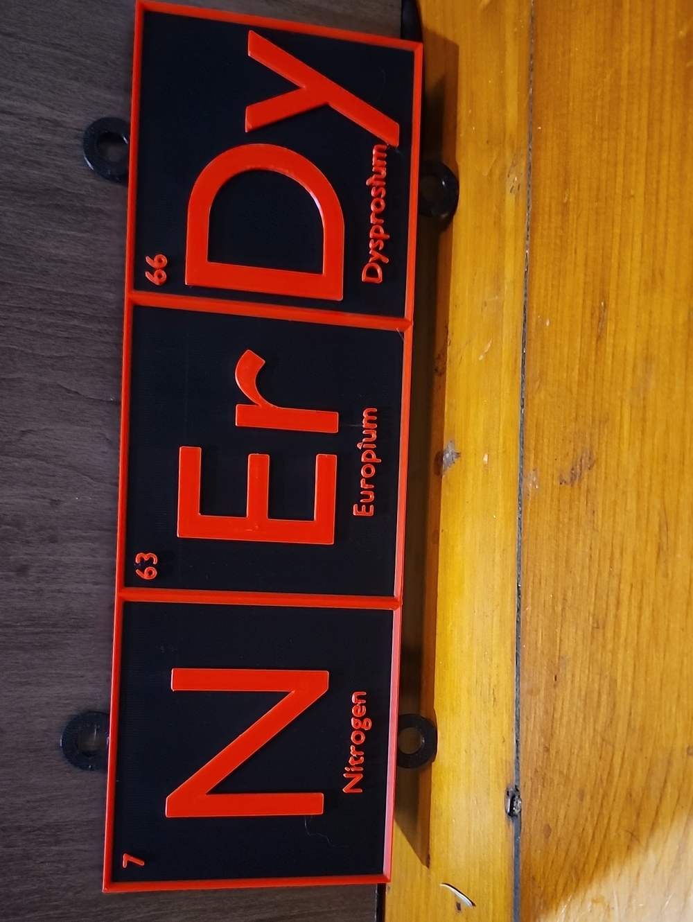 3d Printed Periodic Table NERDY Wall Sign Black & Red